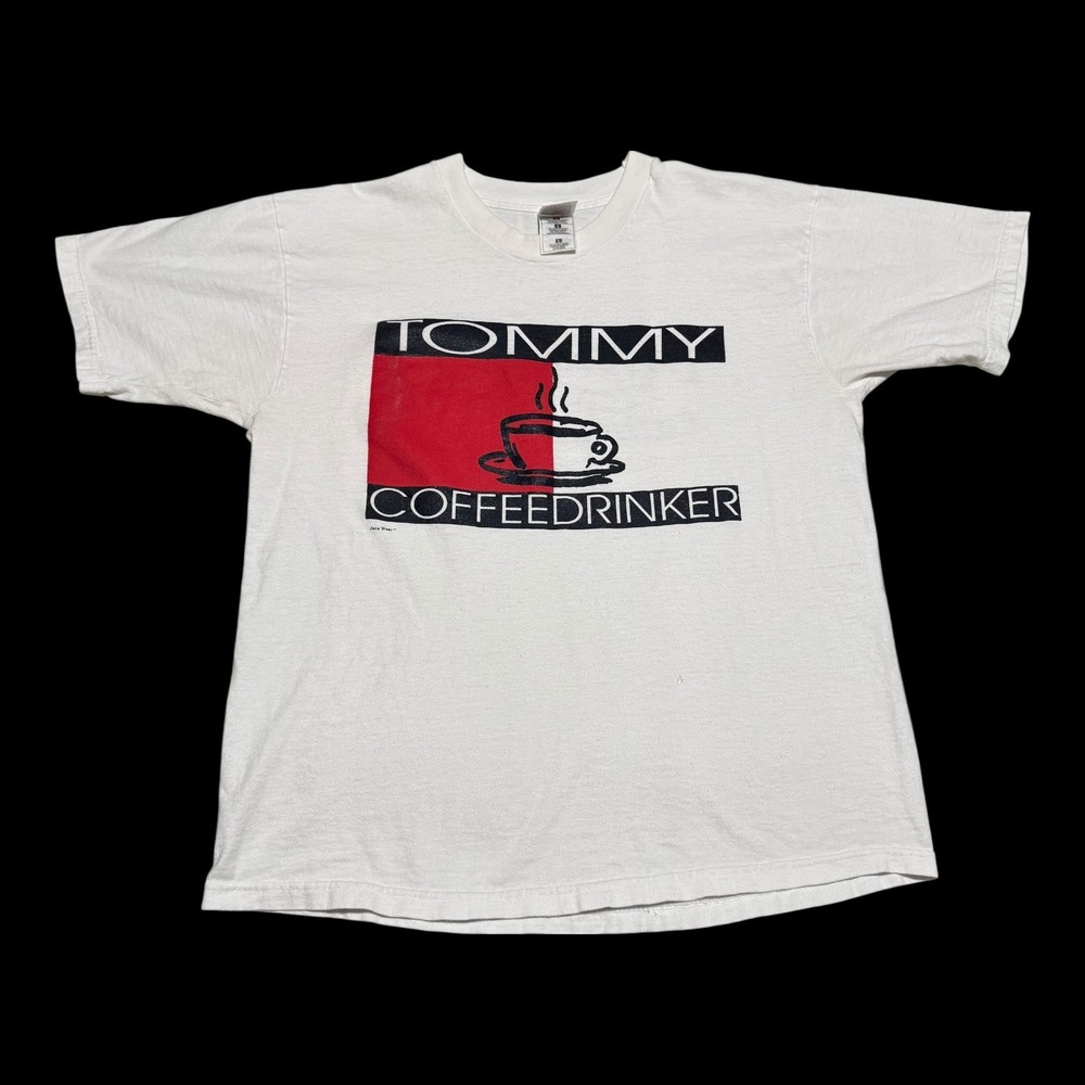Vintage 90s FOTL Tommy Coffedrinker Maggies Cafe Coffee Shirt Men's Oversized‎ M